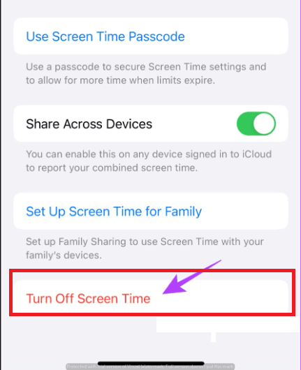 Turn off screen time option to fix screen mirroring on iPhone