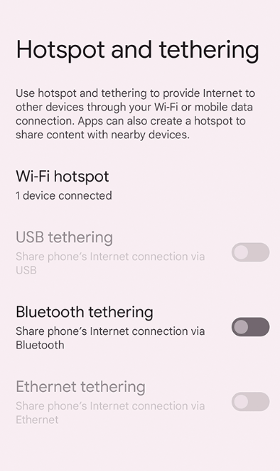 Select Hotspot and Tethering to screen mirror Android to TV