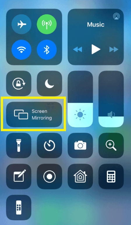 Select Screen Mirroring to screen mirror iPhone to TV