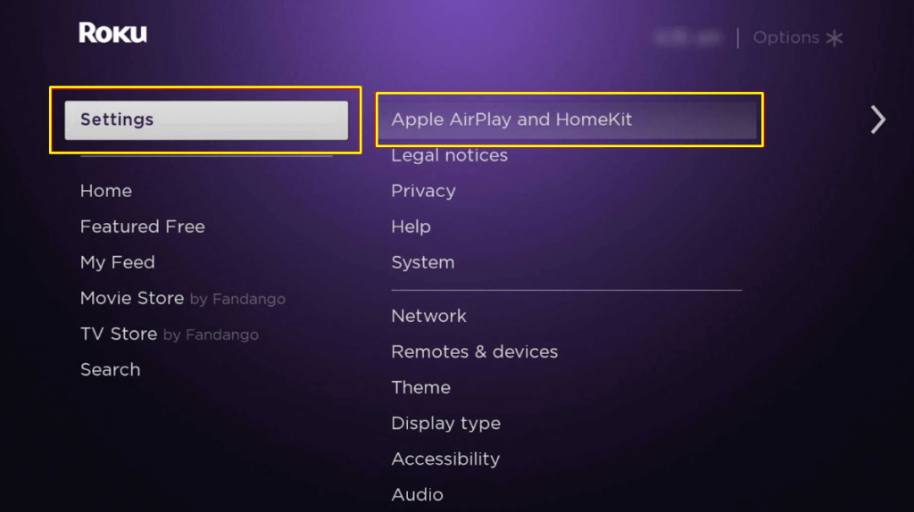 Choose the Apple AirPlay and HomeKit option for screen mirroring Sharp TV
