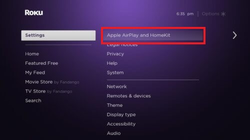 Enable AirPlay on Roku to Screen Mirror from Mac to Roku