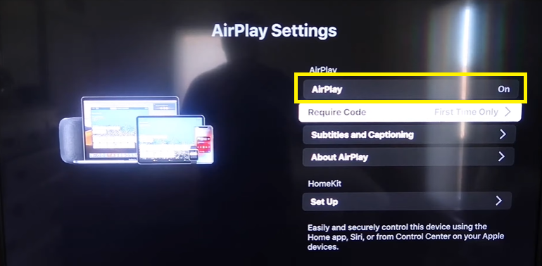 Tap on the AirPlay option to screen mirror to Thomson TV