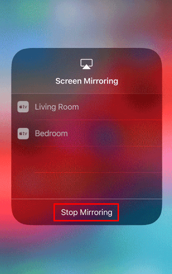 Select Stop Mirroring