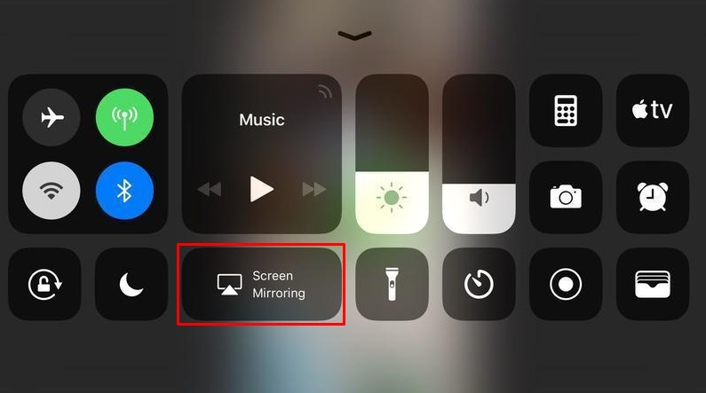 Click the Screen Mirroring option on iPhone or iPad