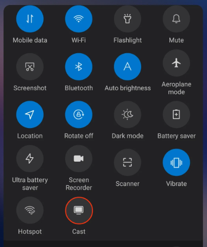 Click the Cast icon on Android smartphone