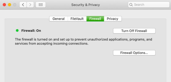 Disable Firewall on Mac