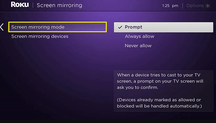 Pick either the Prompt or Always allow option