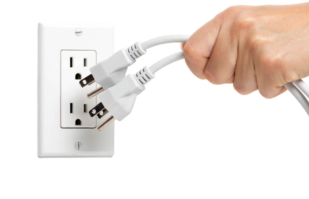 unplug the power cable from the power socket