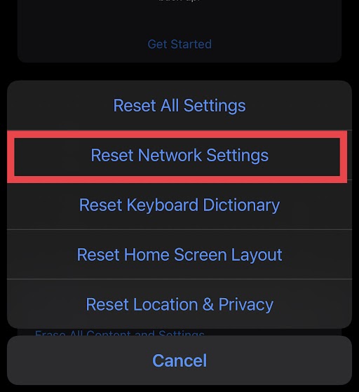 Click Reset Network Settings