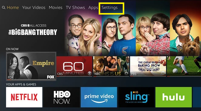 westinghouse tv screen mirroring - Choose the Settings tab on Fire TV