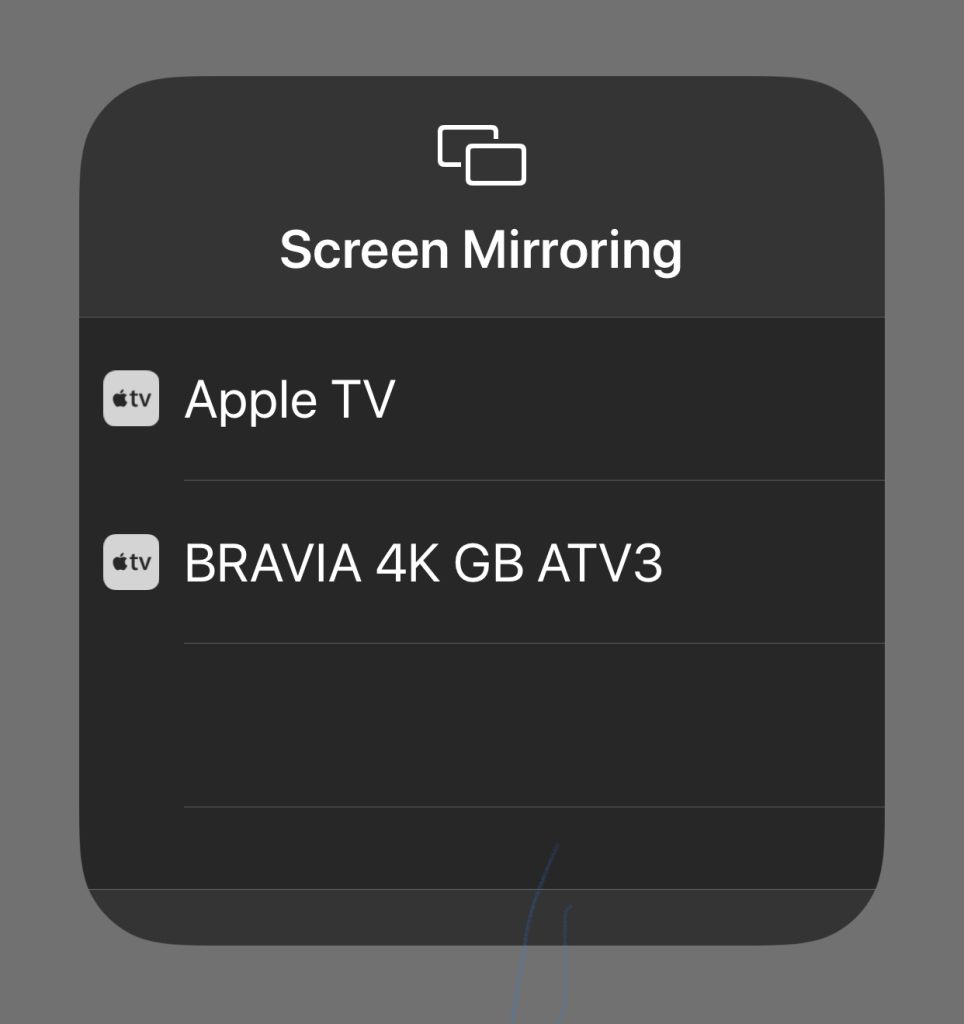 Select the TV to AirPlay Sky GO