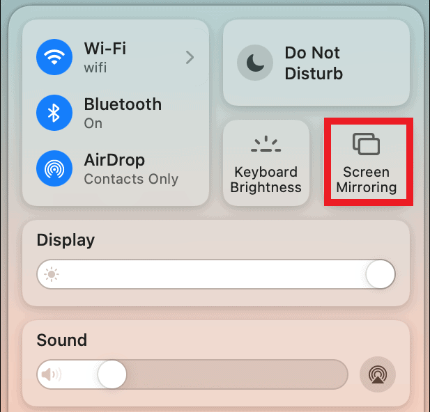 Select the Screen mirroring icon to AirPlay Telegram