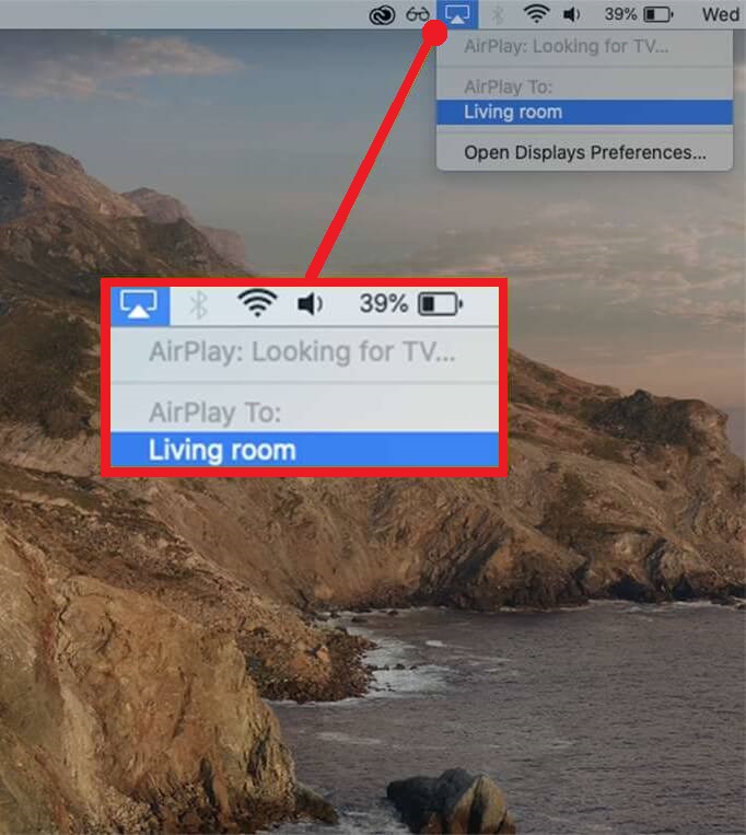 AirPlay to Google TV - Tap AirPlay on the Menu Bar