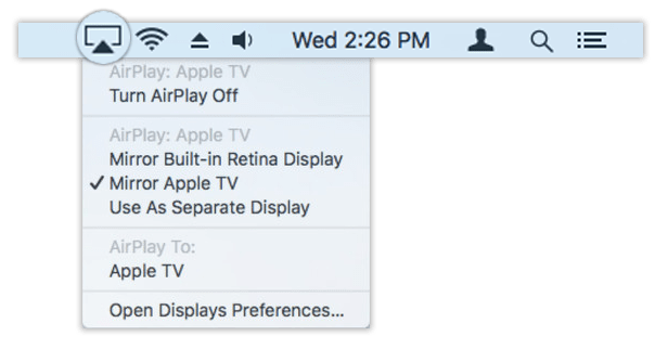 AirPlay Kodi - Tap AirPlay on Mac
